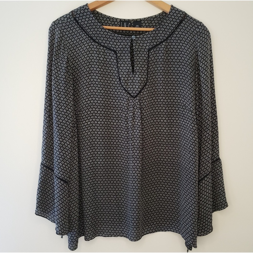 INC Silk Bell Sleeve Peasant Top Sz 18 Boho Witchy Whimsigoth‎ Hippie